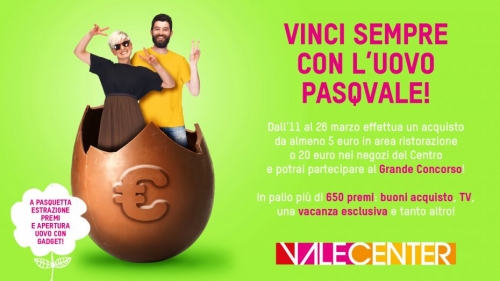 Al via a Valecenter il concorso “Vinci sempre con l’uovo pasquale”